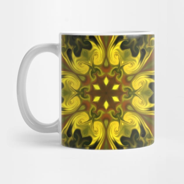 Psychedelic Hippie Flower Yellow and Green by WormholeOrbital